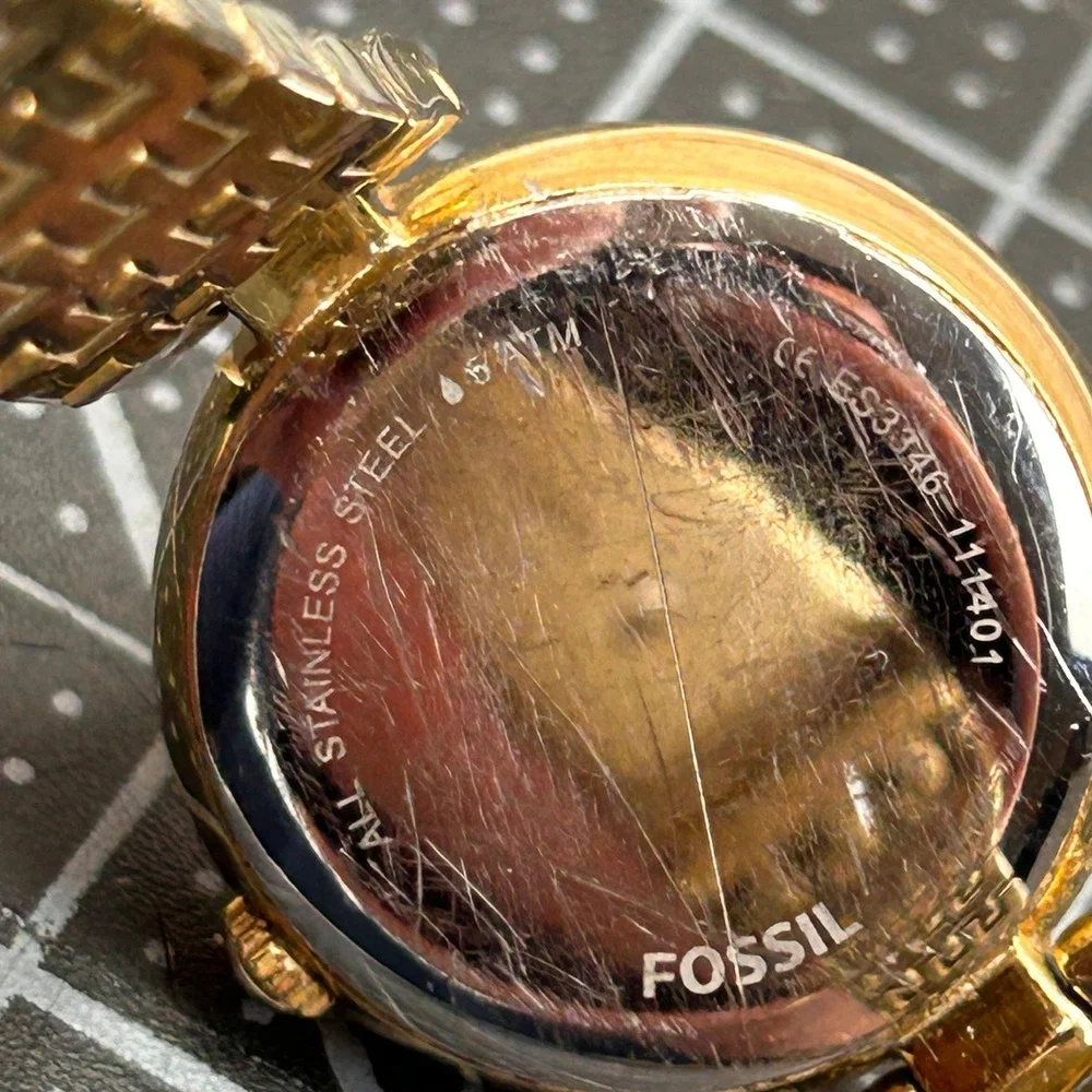 Fossil ES3346 Riley Gold Tone Crystal Bezel Sunray Dial Ladies‎ Watch